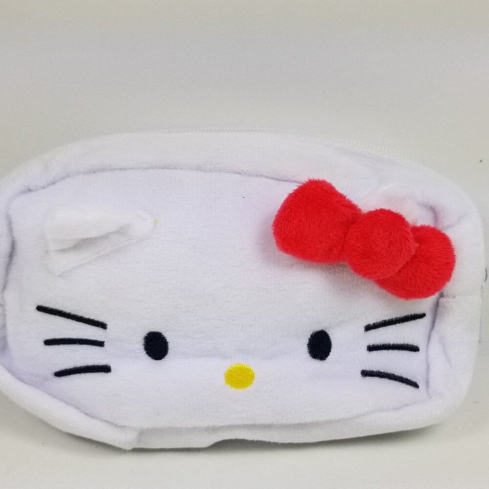 Hello Kitty Plush pencil or cosmetic bag 8" wide 4" tall 3" deep aprox